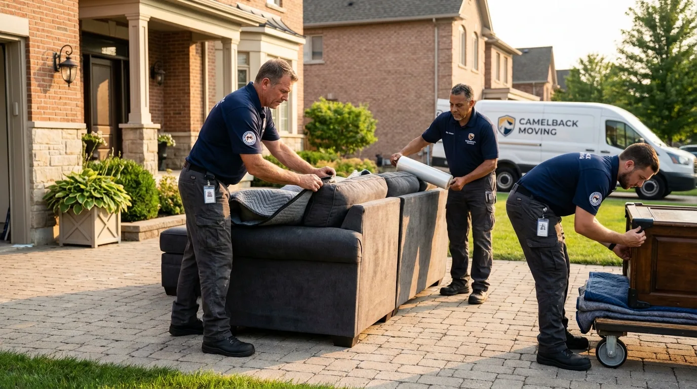 Large estate moving crew wrapping furniture in Suffolk, VA